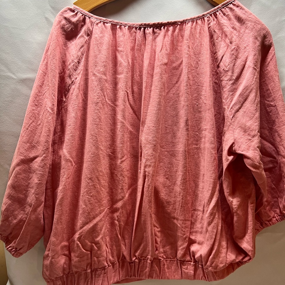 Pink Wrap Blouse with 3/4 Sleeves boho academia - Picture 9 of 11